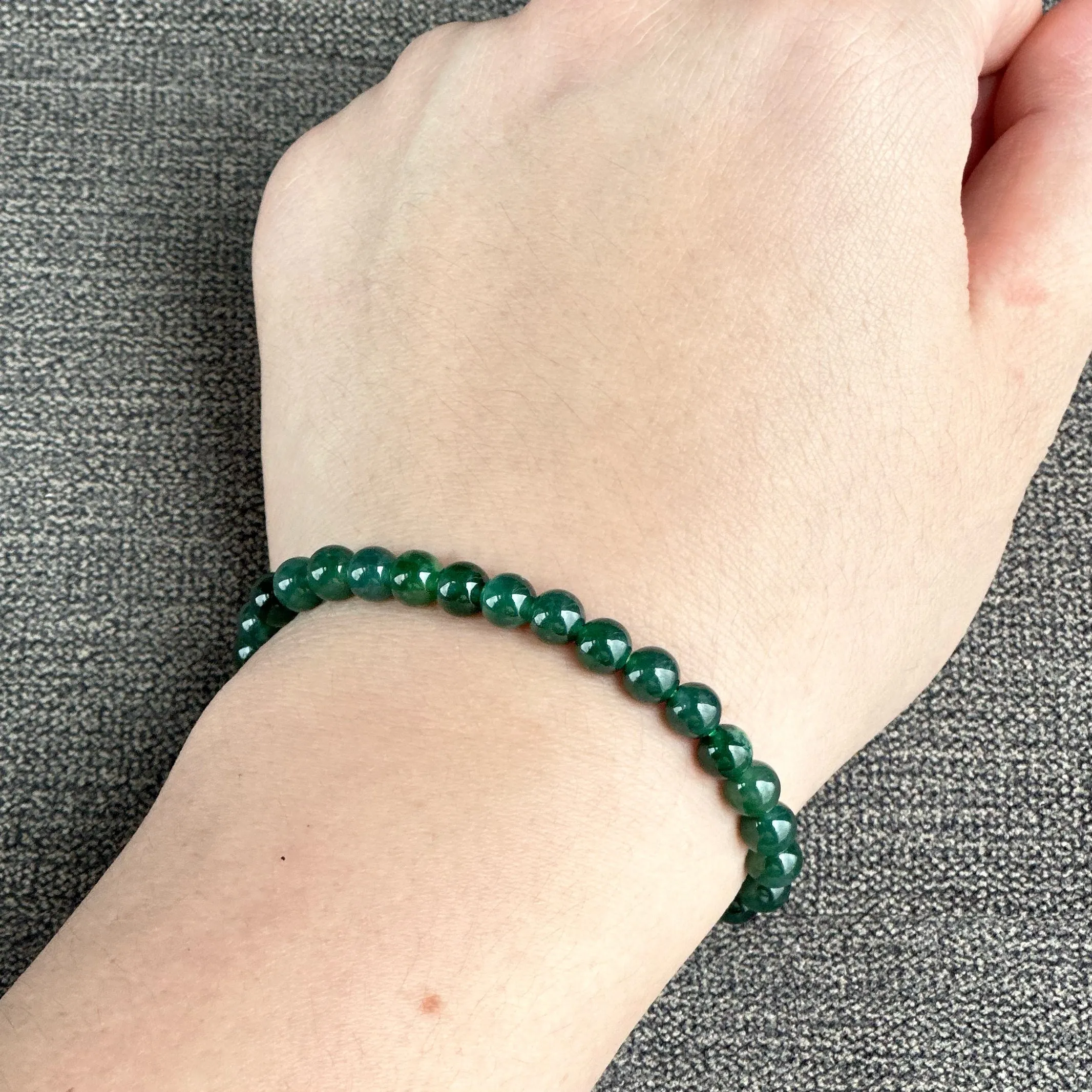 13290 Serene Sea Green Type A Jadeite Beaded Bracelet