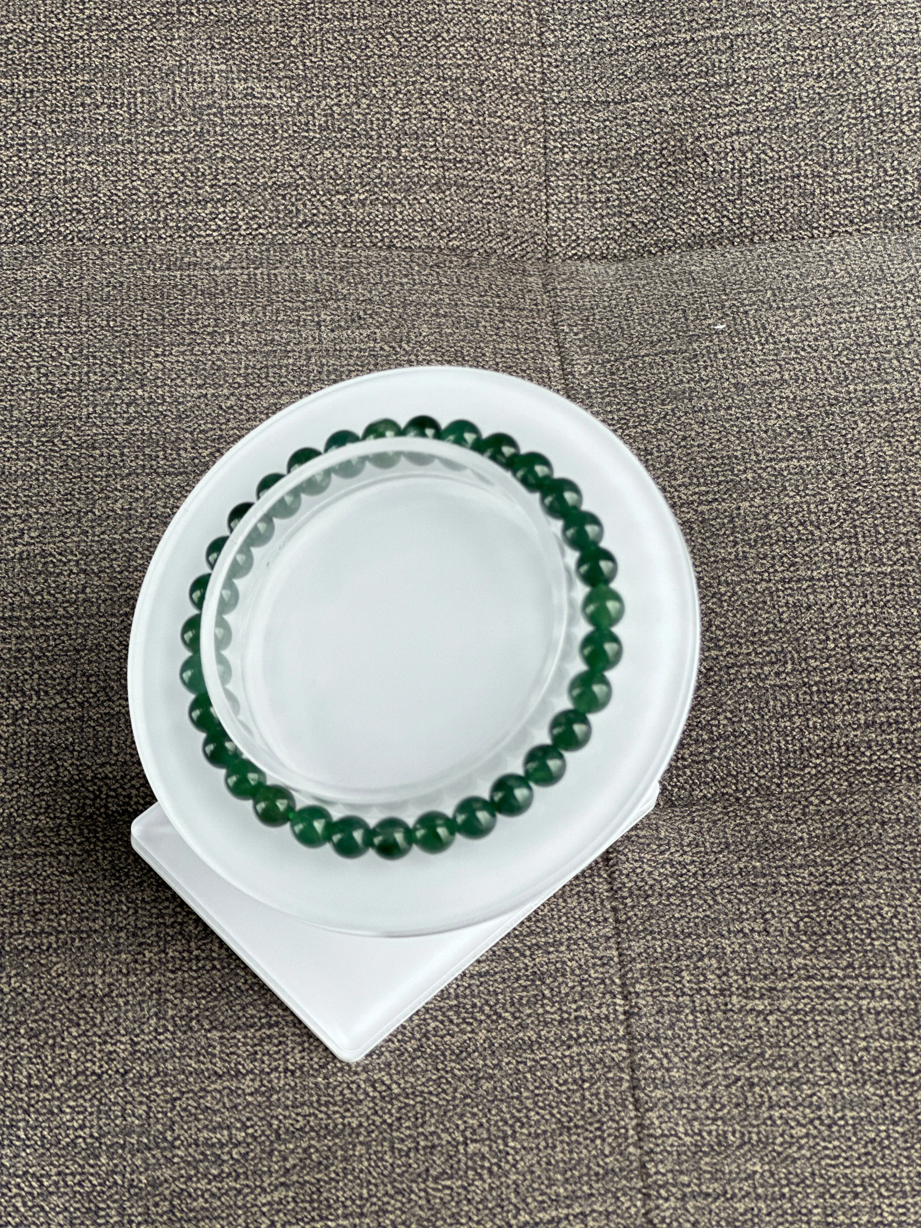 13290 Serene Sea Green Type A Jadeite Beaded Bracelet