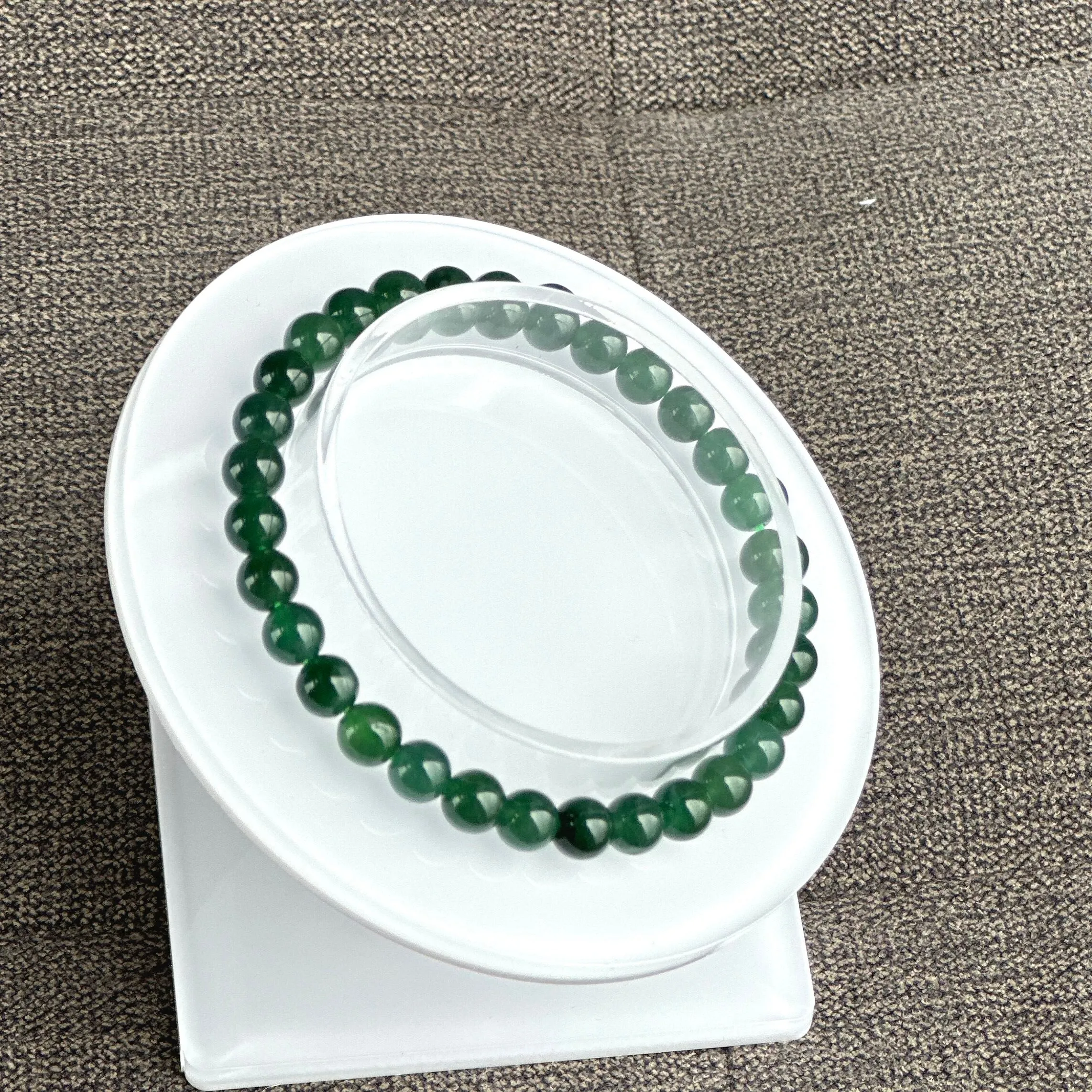 13290 Serene Sea Green Type A Jadeite Beaded Bracelet