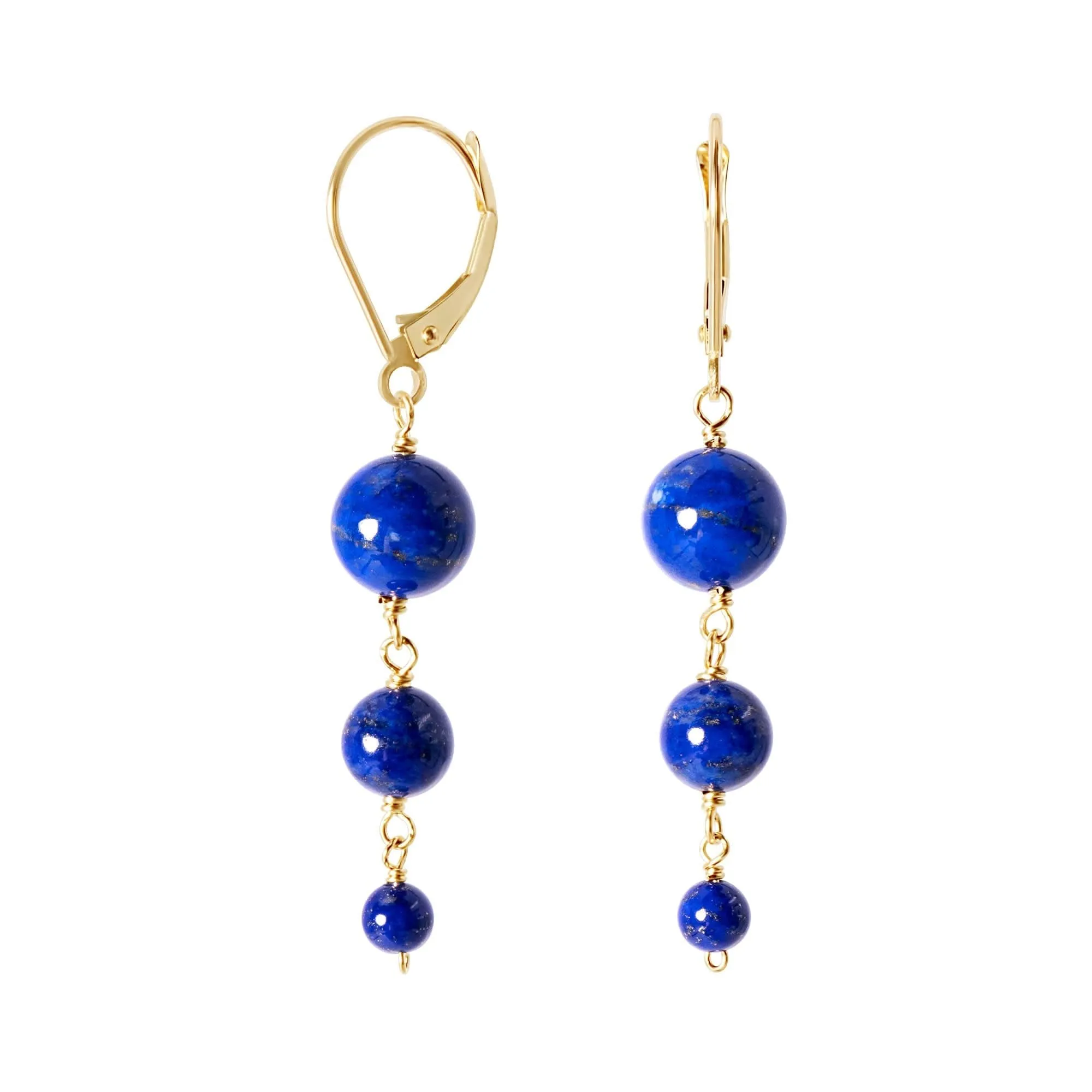 14k Graduated Ball Drop Leverback Earrings