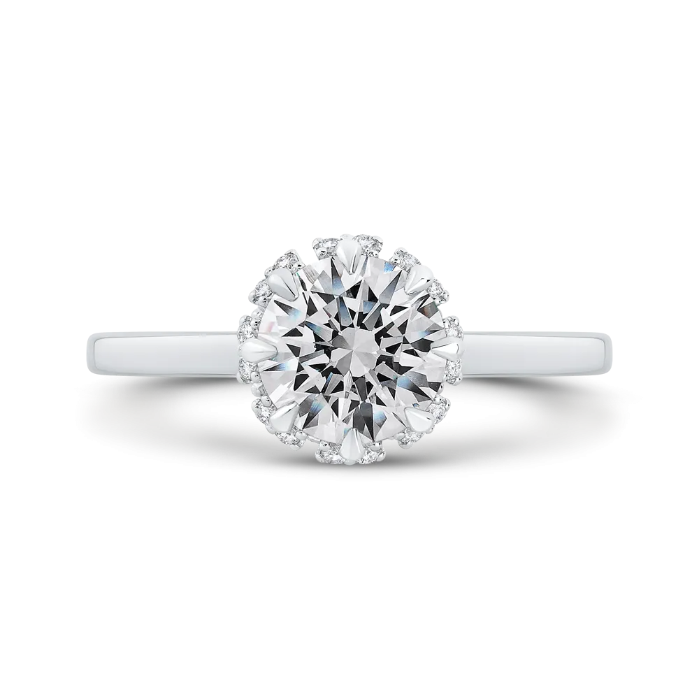 14K White Gold Round Cut Diamond Engagement Ring (Semi Mount)