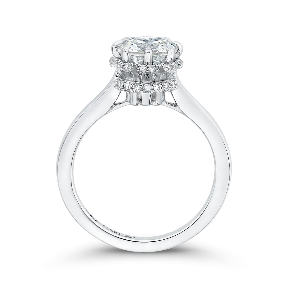 14K White Gold Round Cut Diamond Engagement Ring (Semi Mount)