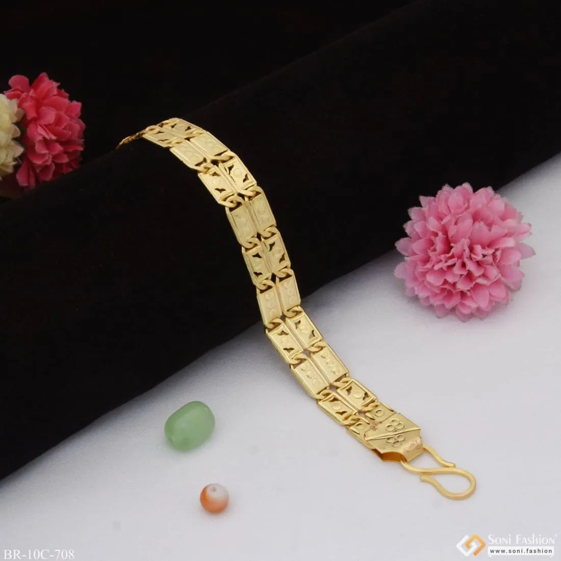 2 Line Elegant Design Gold Plated Nawabi Bracelet for Men - Style C708