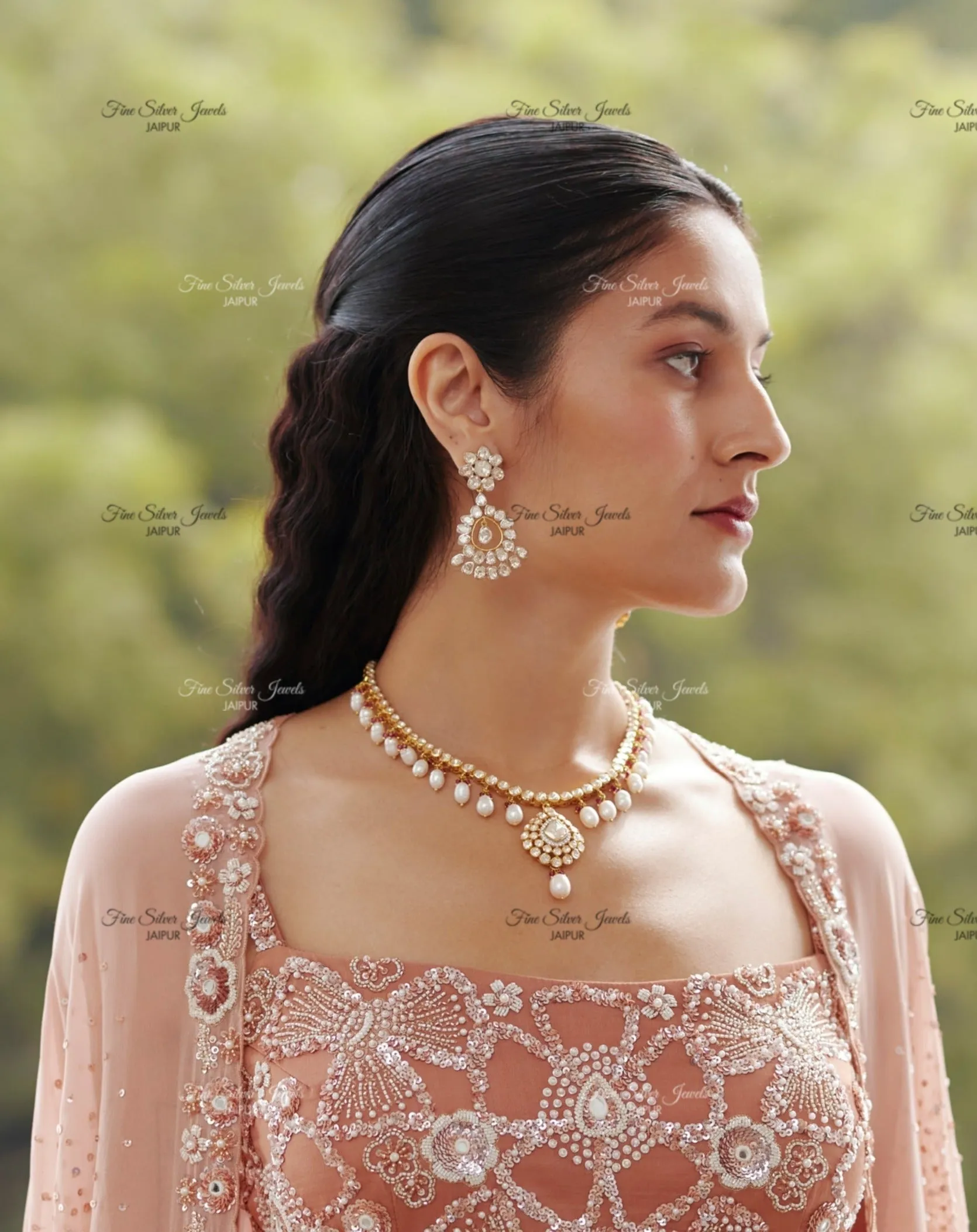 925 silver Veer bridesmaid necklace