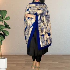 Aashvee Desi Tussar Blue Stole | Sujani Embroidered | Elegant | Graceful