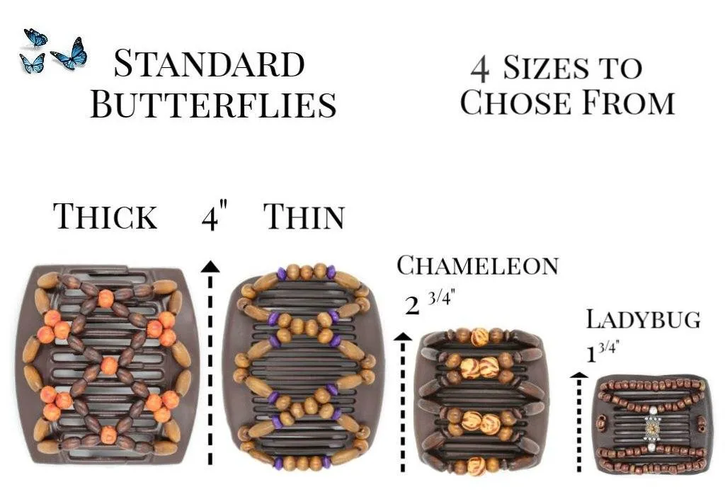 African Butterfly Thick Hair Comb - Ndebele Black 46