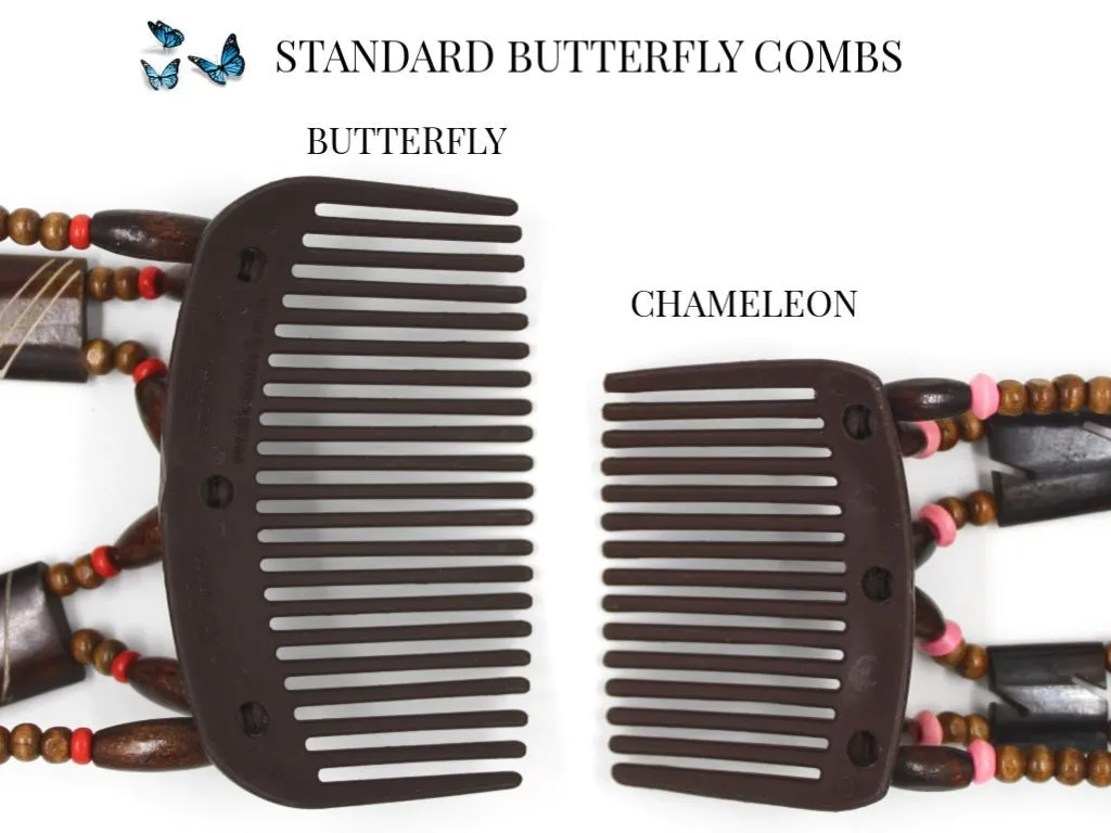 African Butterfly Thick Hair Comb - Ndebele Black 46