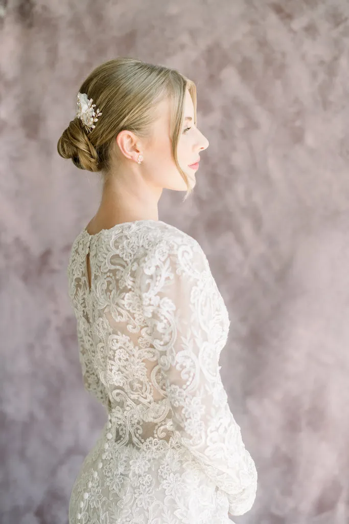 Chiffon and freshwater pearl headpiece - Style 1103
