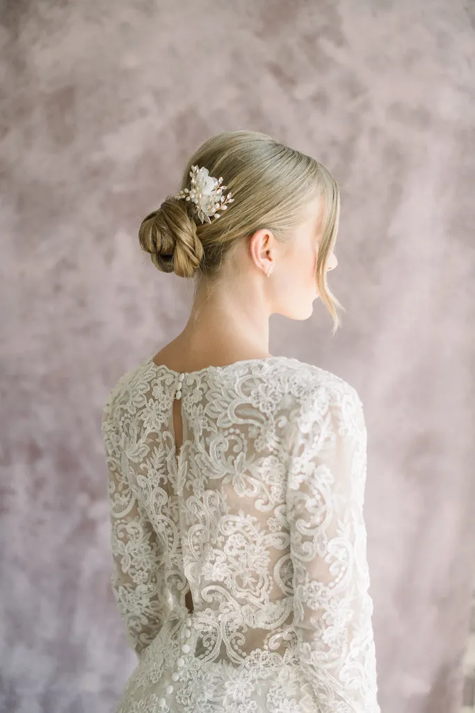 Chiffon and freshwater pearl headpiece - Style 1103