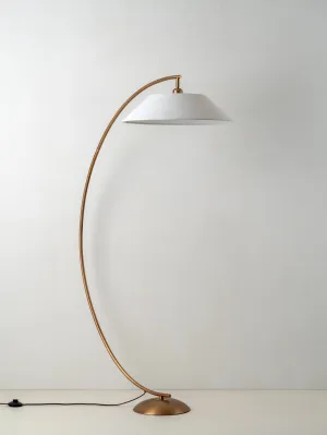 Circo - arc aged brass and natural linen floor lamp