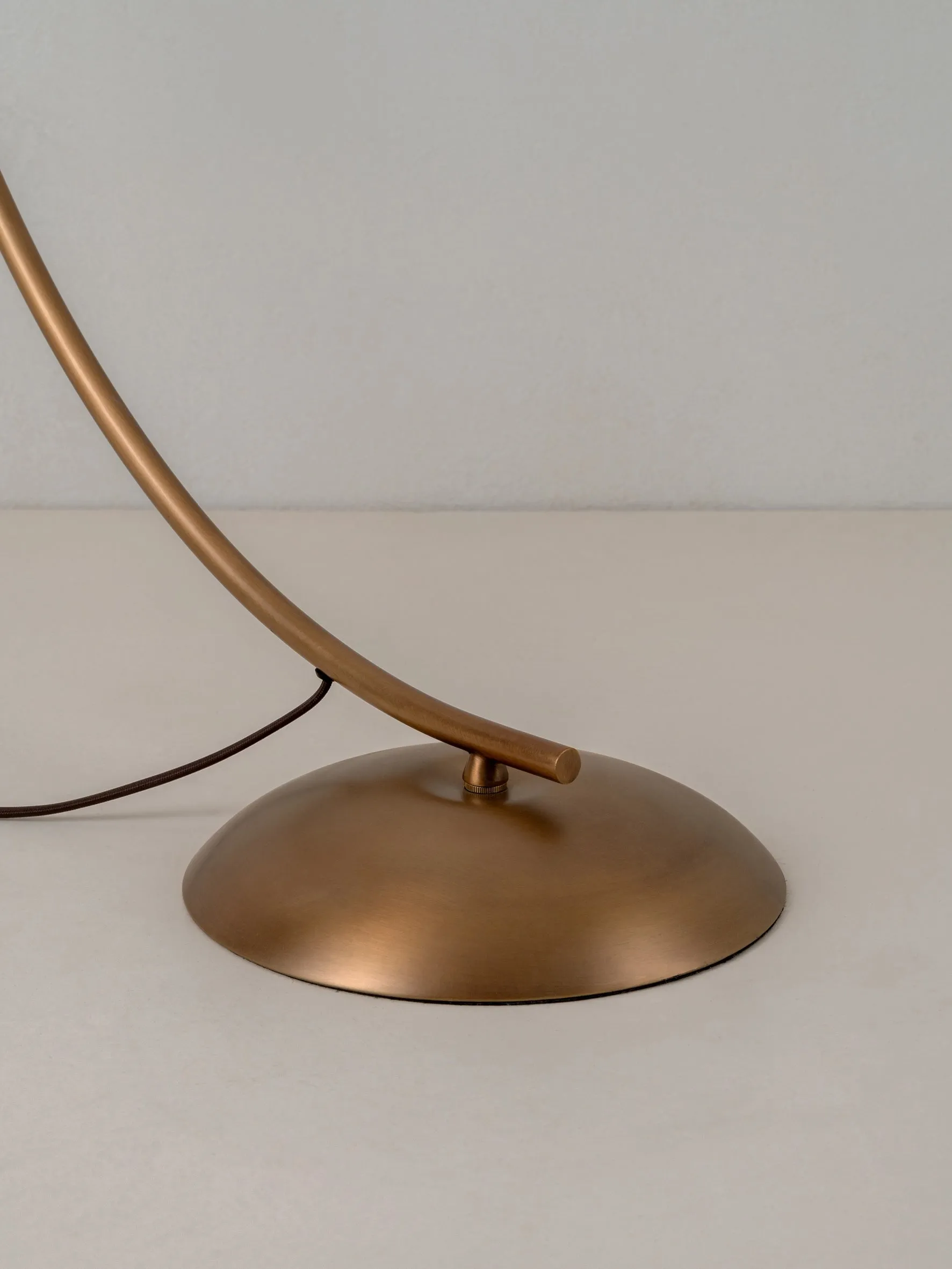Circo - arc aged brass and natural linen floor lamp