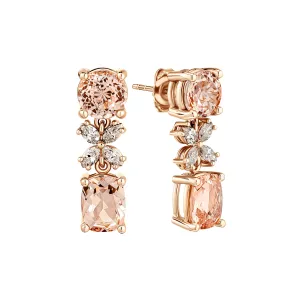 Elara Morganite Marquise Diamond Drop Earrings