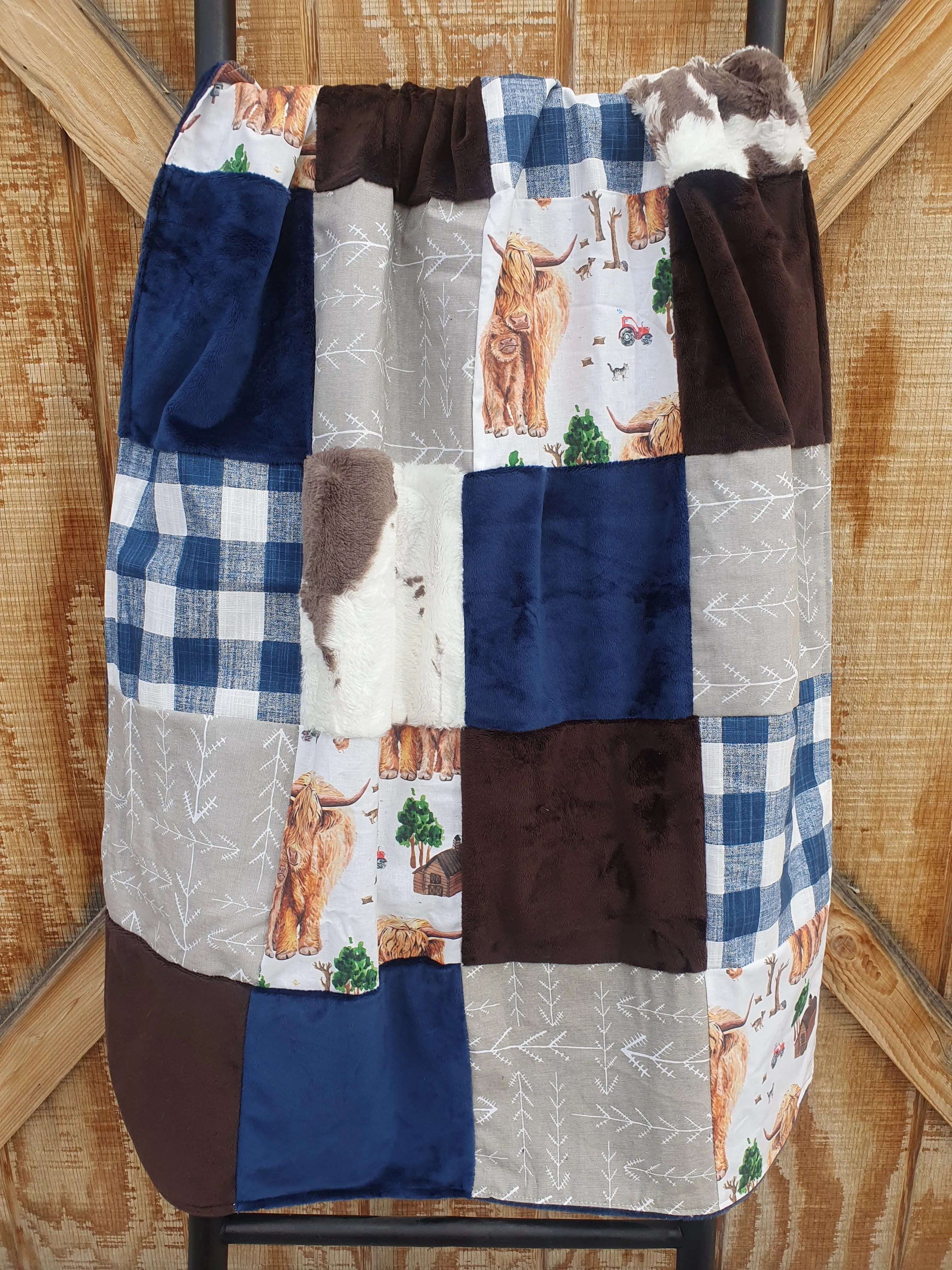 Farm Highland Cows Western Boy Crib Bedding