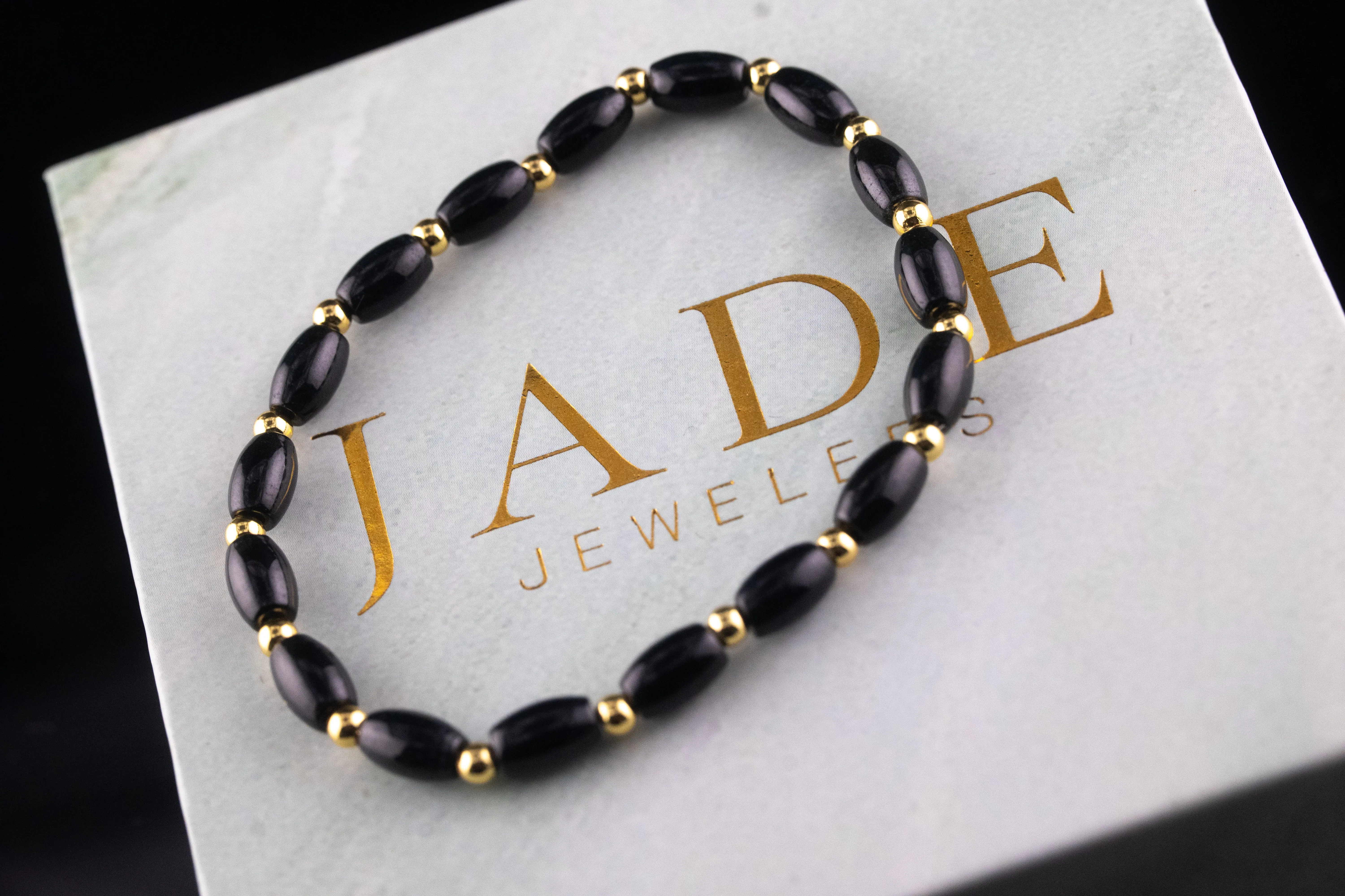 Golden Rice Bead Jade Bracelet