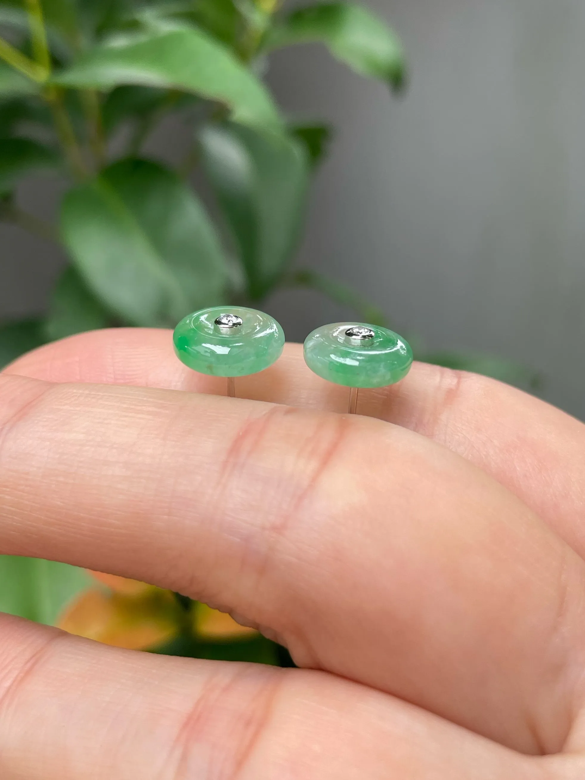 Green Jade Earrings - Safety Coin (NJE124)