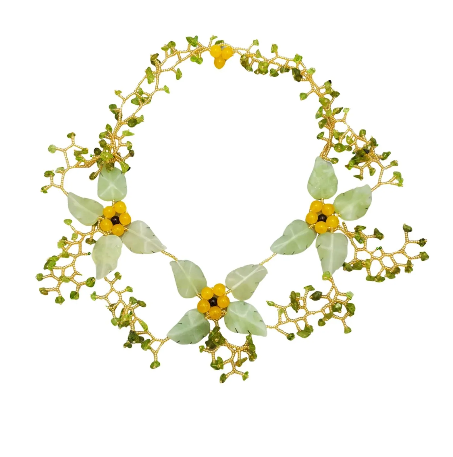 Jade Stone Seed Beads Beadwork  Bead Woven  Seed Beads  Handmade Necklace.