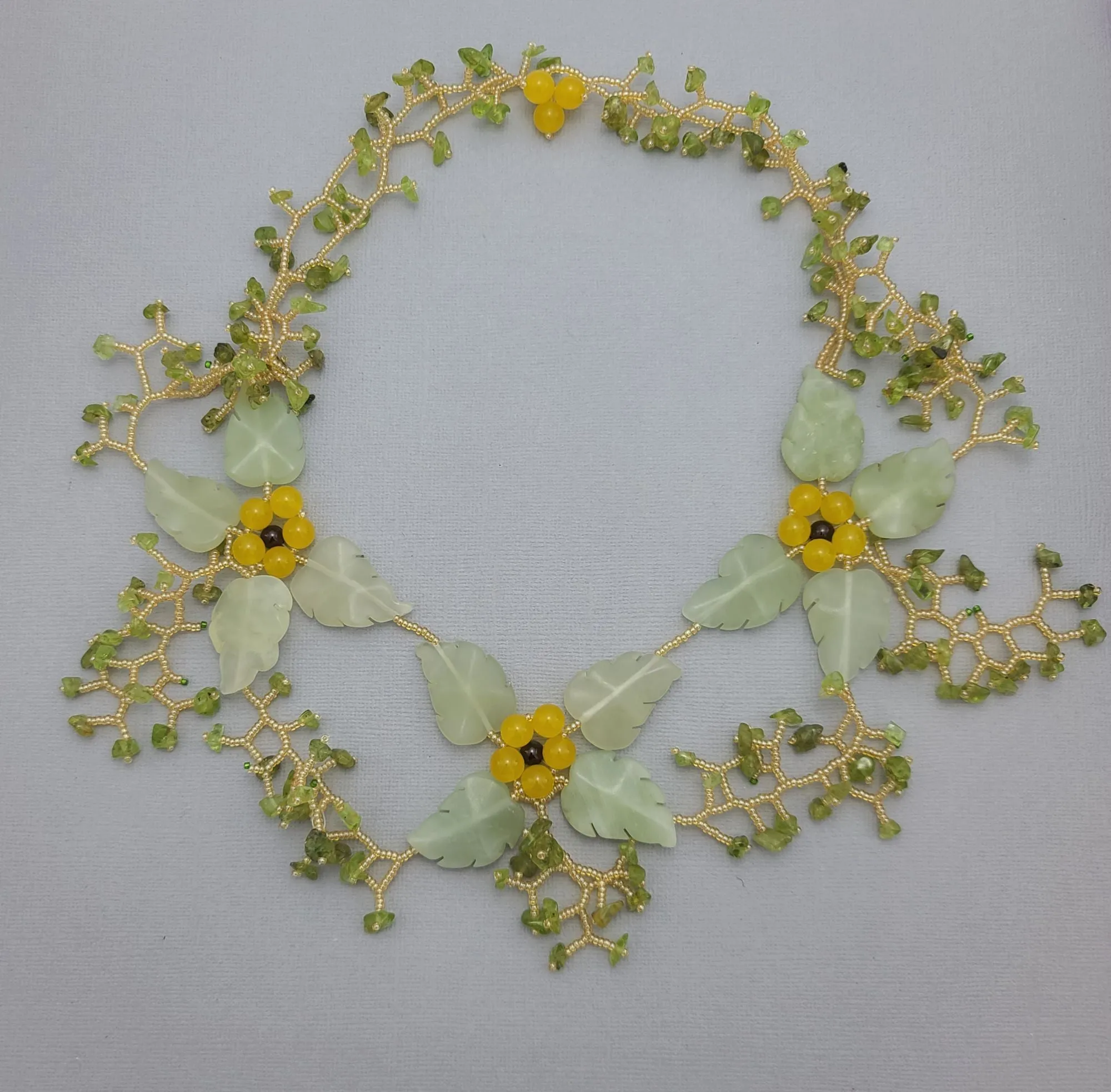 Jade Stone Seed Beads Beadwork  Bead Woven  Seed Beads  Handmade Necklace.