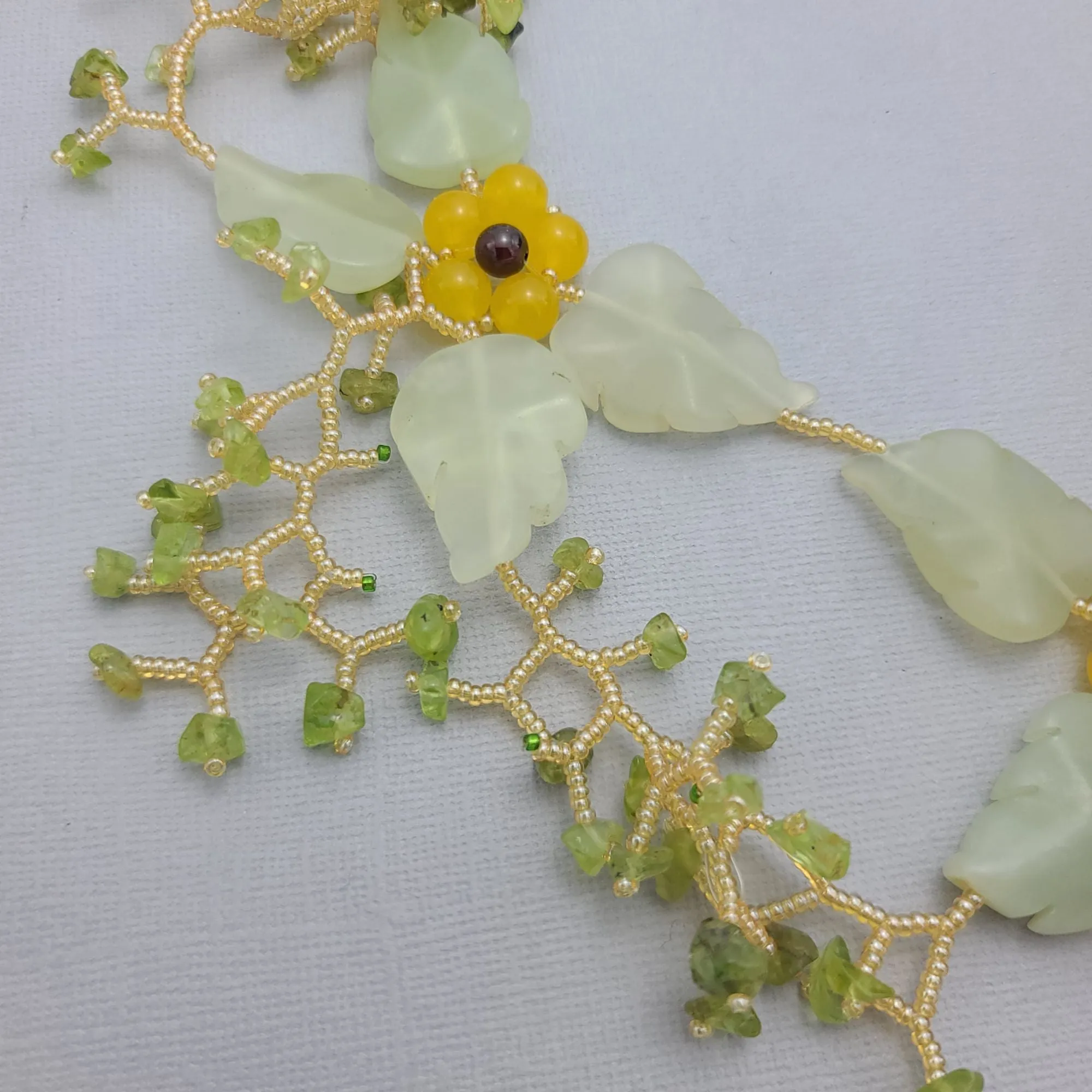 Jade Stone Seed Beads Beadwork  Bead Woven  Seed Beads  Handmade Necklace.