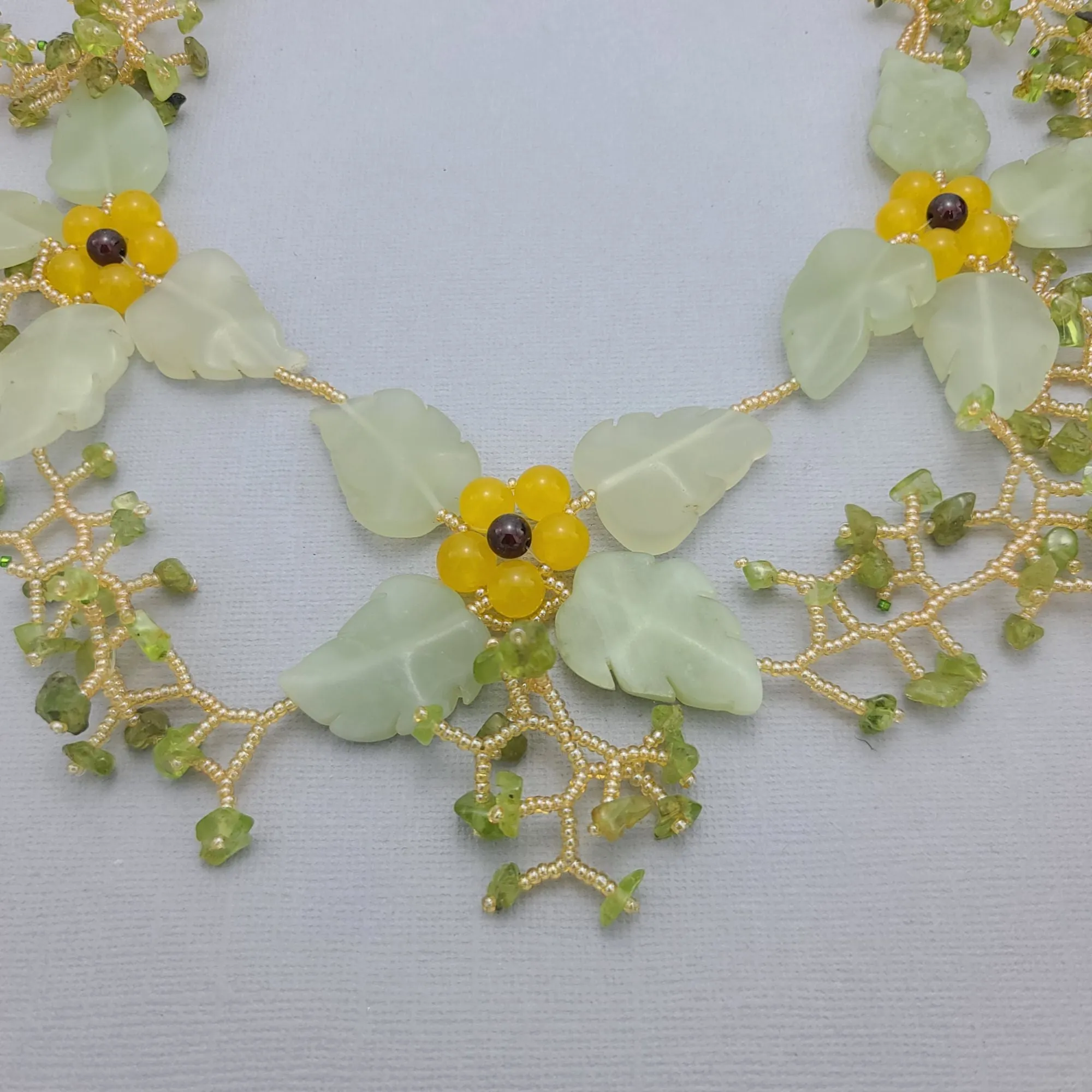 Jade Stone Seed Beads Beadwork  Bead Woven  Seed Beads  Handmade Necklace.