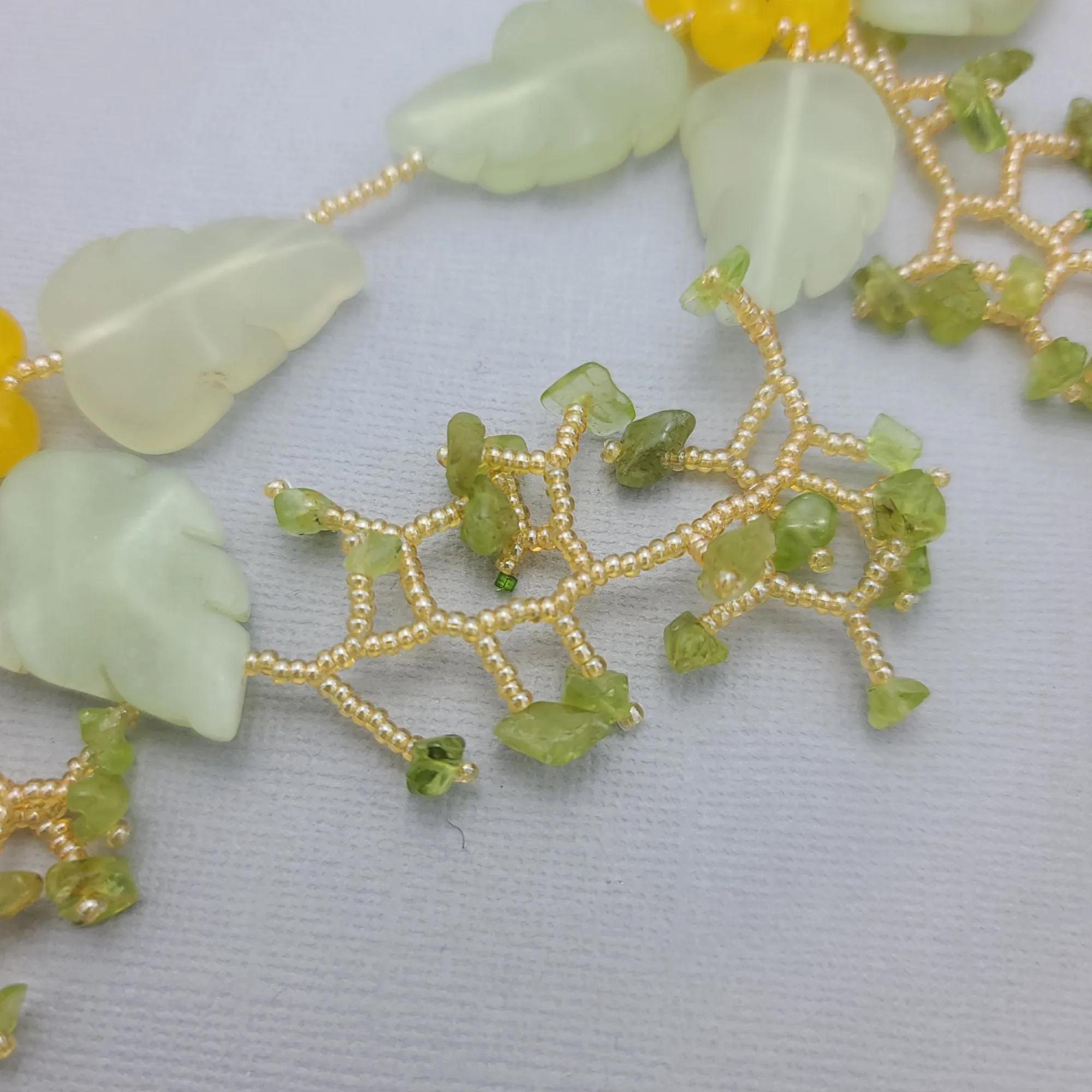 Jade Stone Seed Beads Beadwork  Bead Woven  Seed Beads  Handmade Necklace.