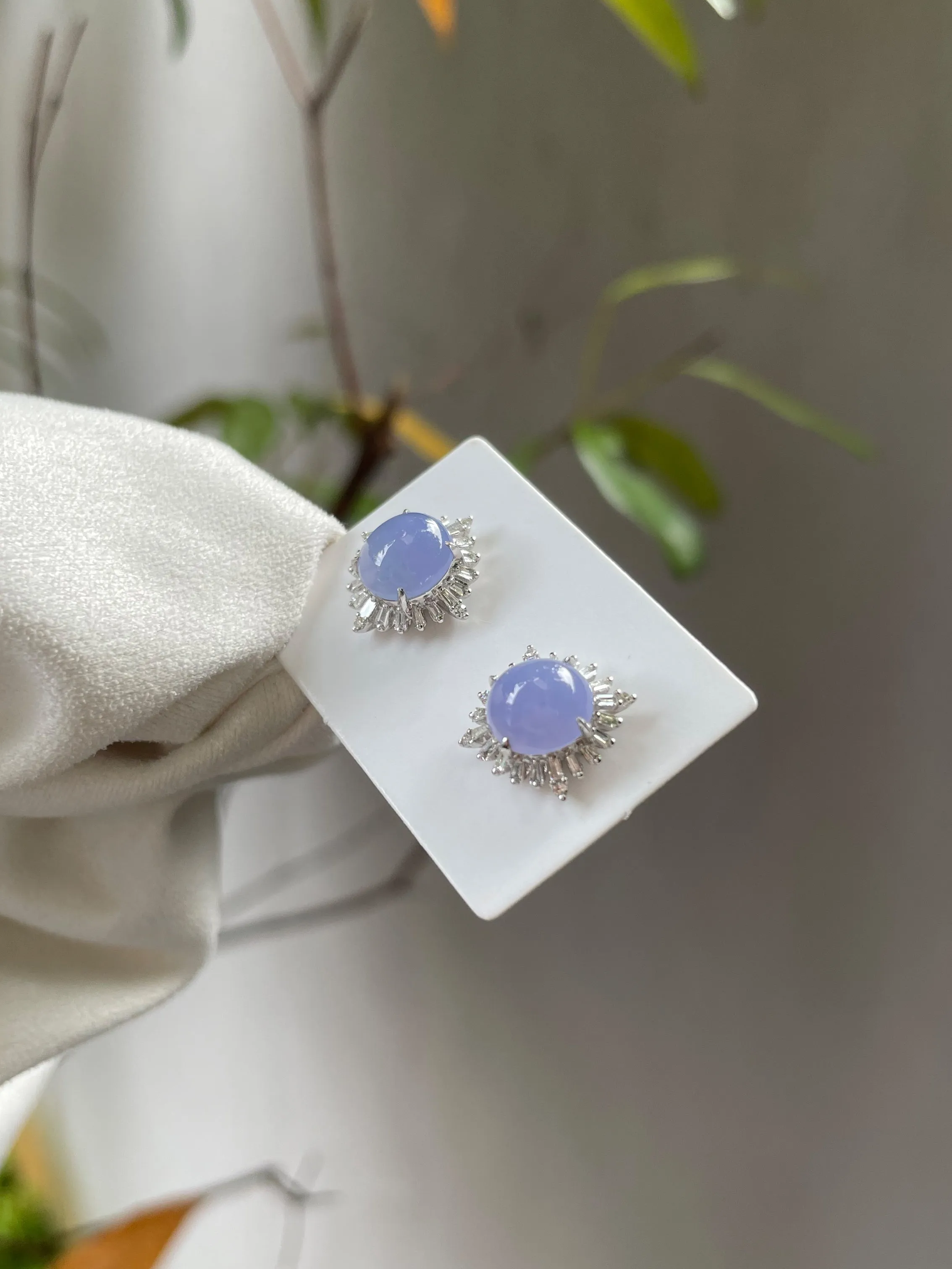 Lavender Jade Cabochon Earrings (NJE039)