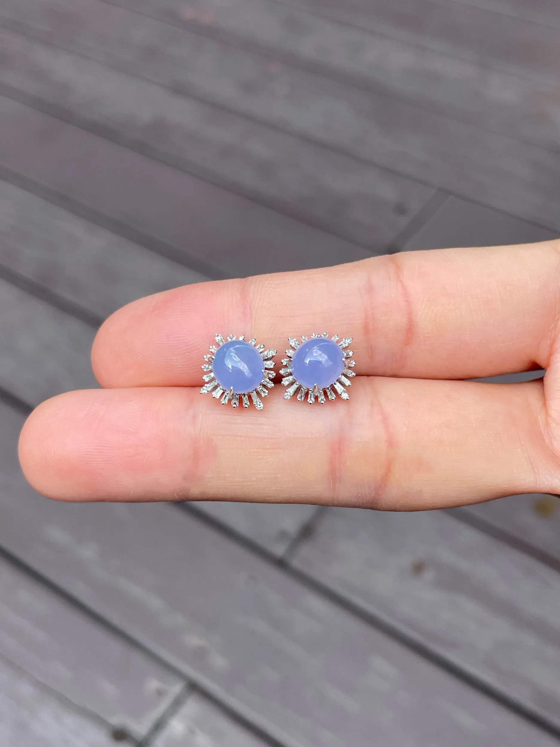 Lavender Jade Cabochon Earrings (NJE039)