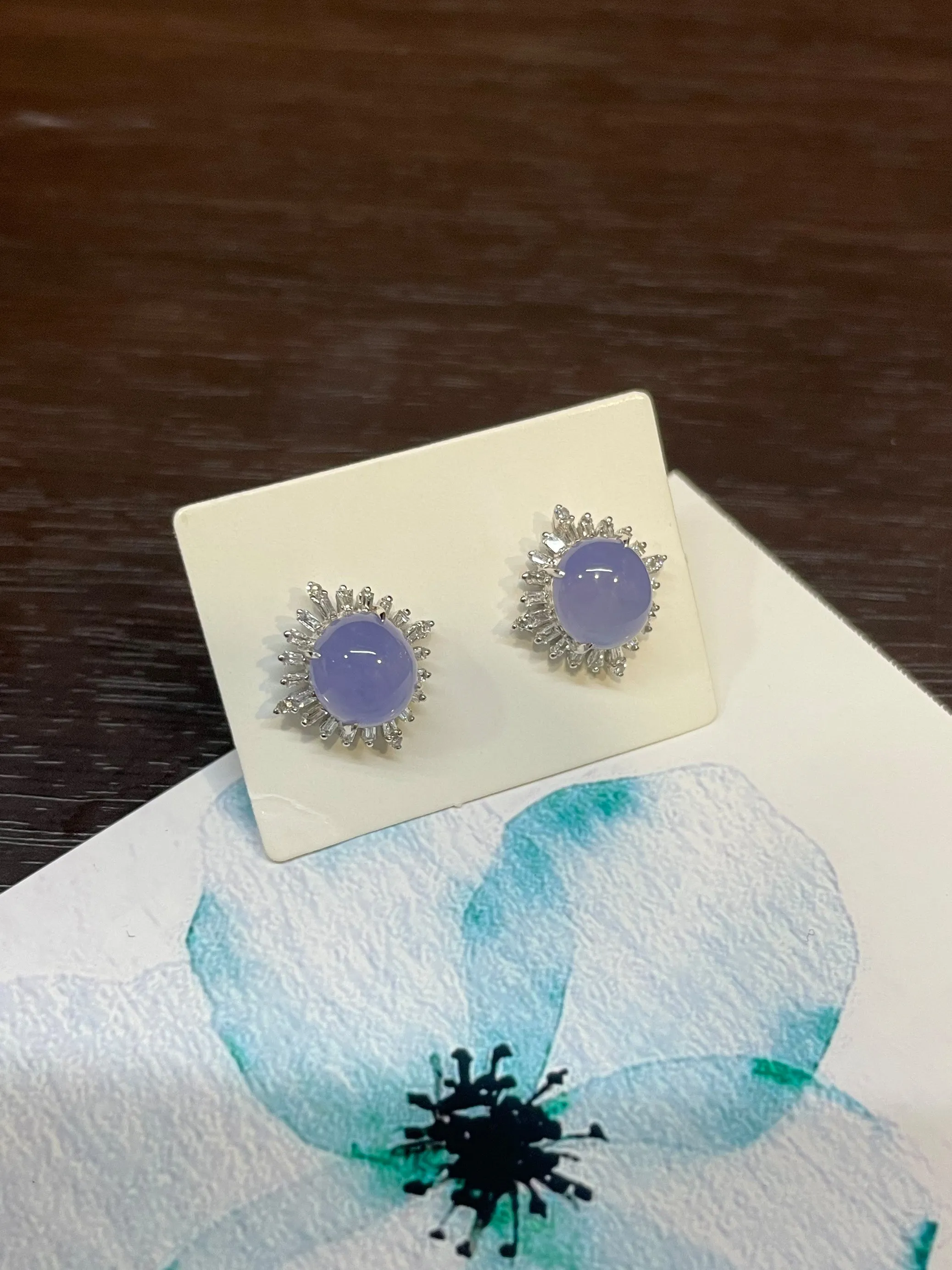 Lavender Jade Cabochon Earrings (NJE039)