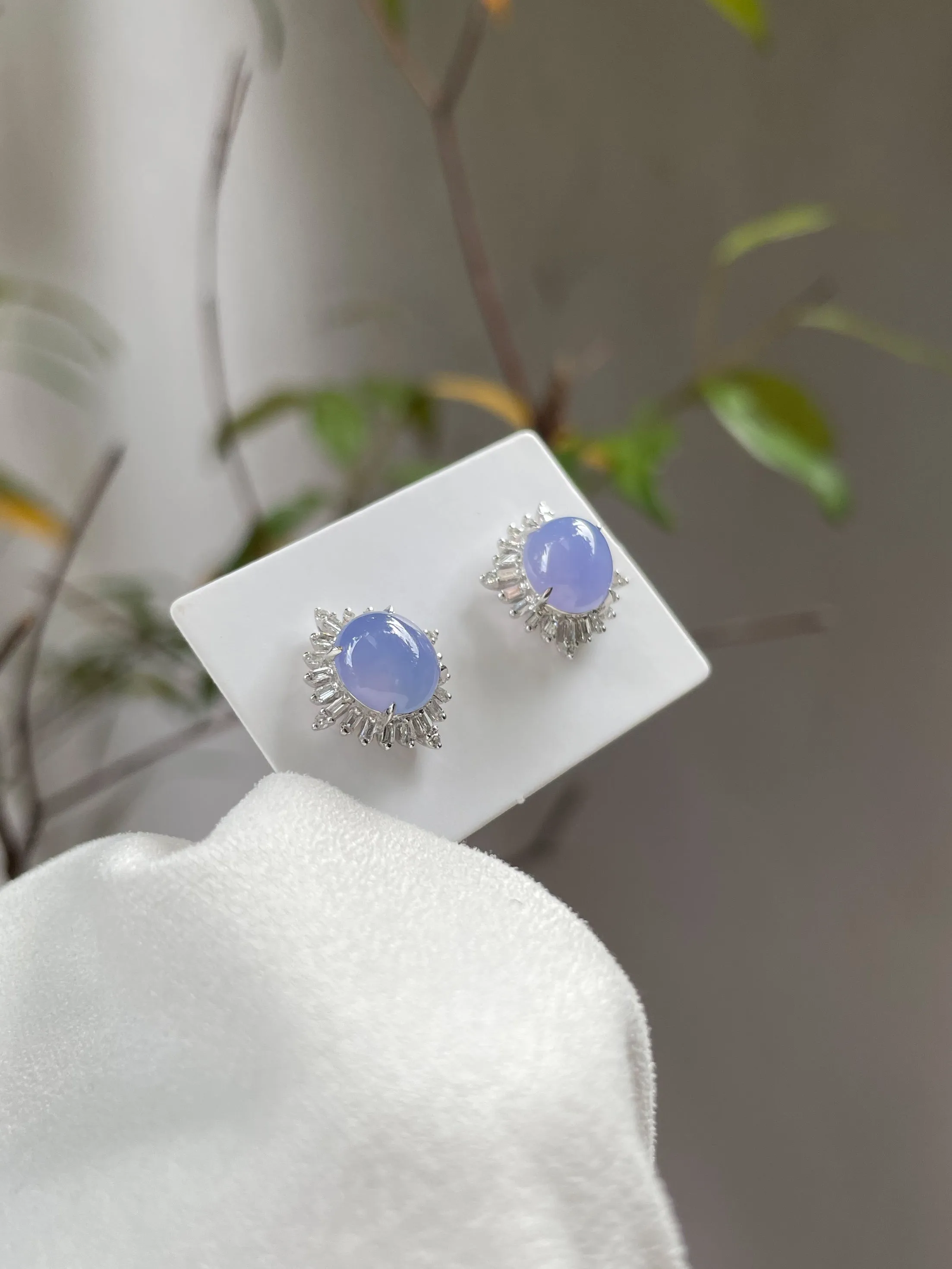 Lavender Jade Cabochon Earrings (NJE039)