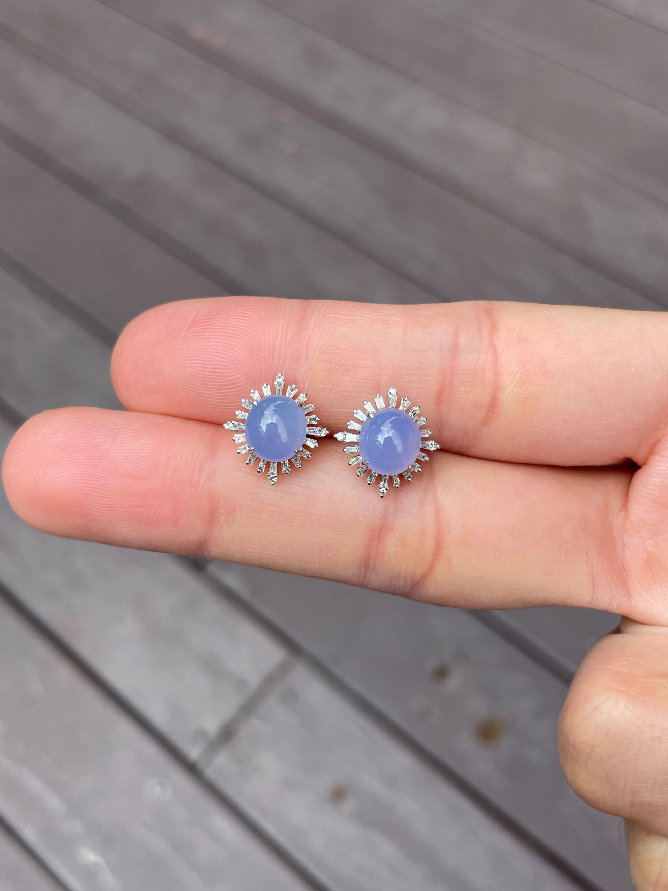 Lavender Jade Cabochon Earrings (NJE039)