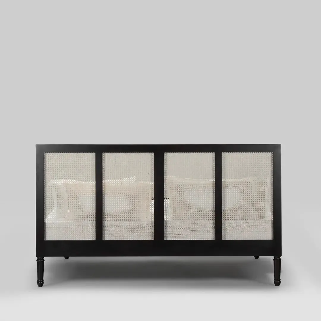 Leena Solid Wood Rattan Bed