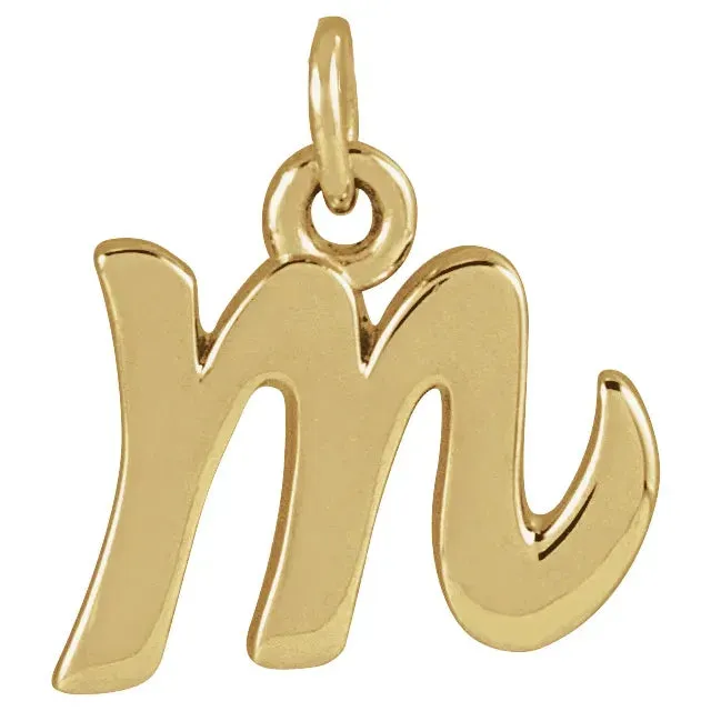 Lower Case Script Initial Charm in 14k Gold