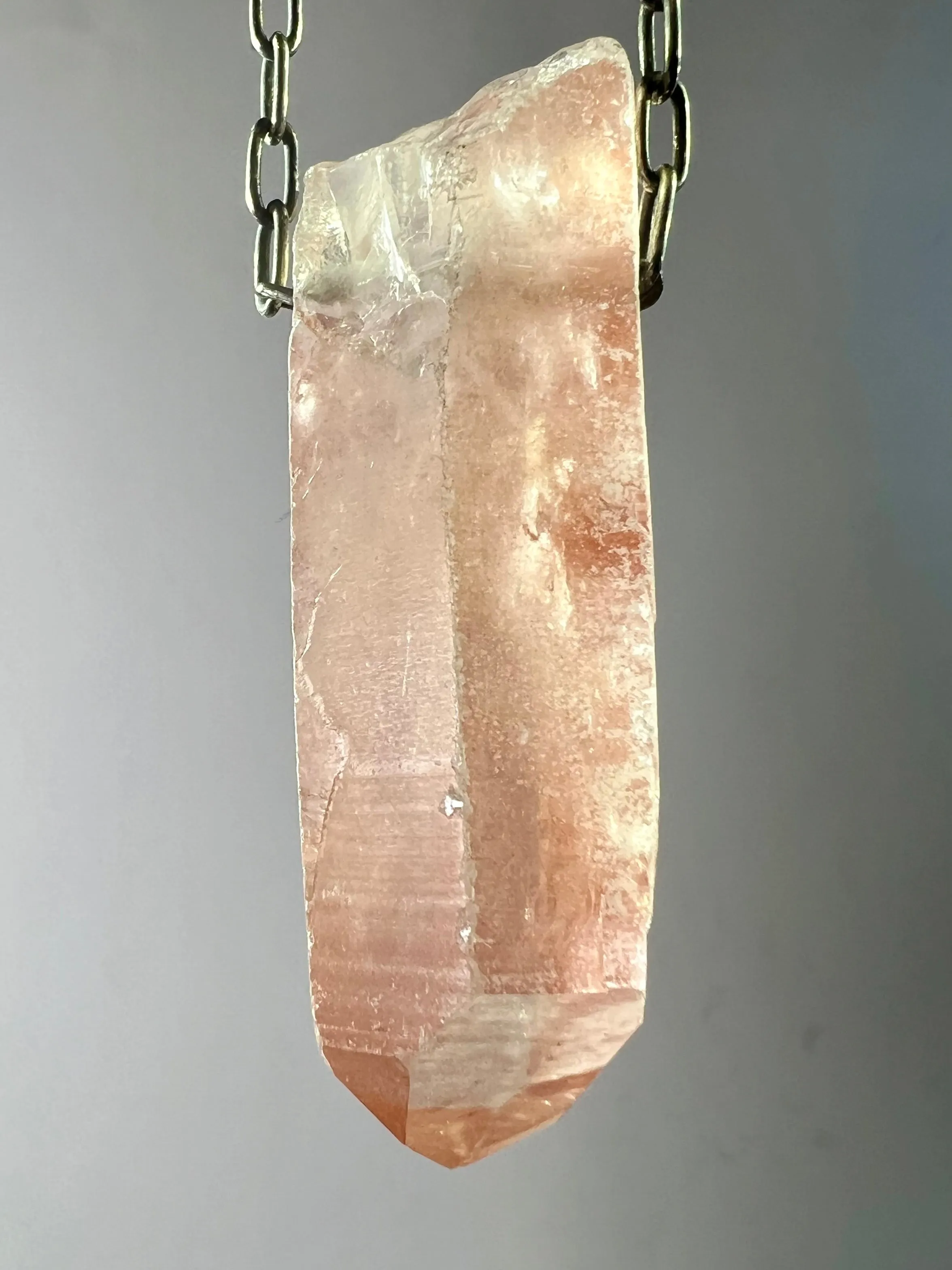 Raspberry Lemurian Quartz Crystal Necklace