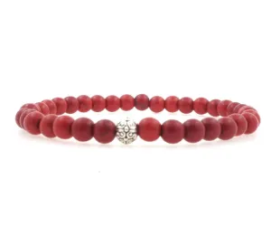 Red Coral 6mm Beaded Bracelet