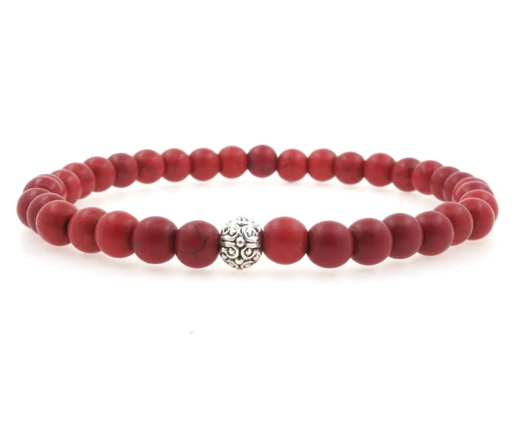 Red Coral 6mm Beaded Bracelet