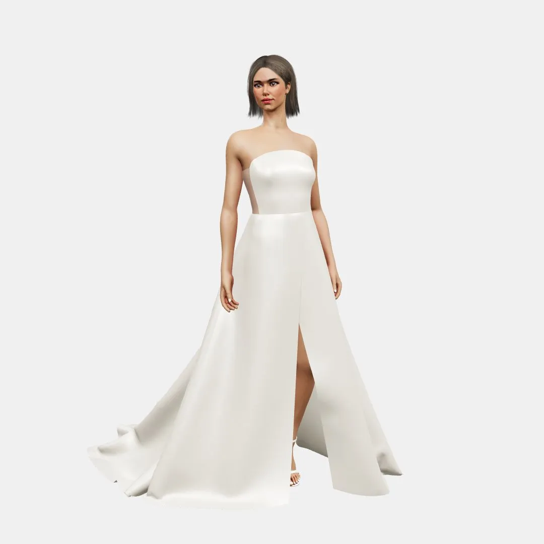 Rounded bustier   A-line wrapped