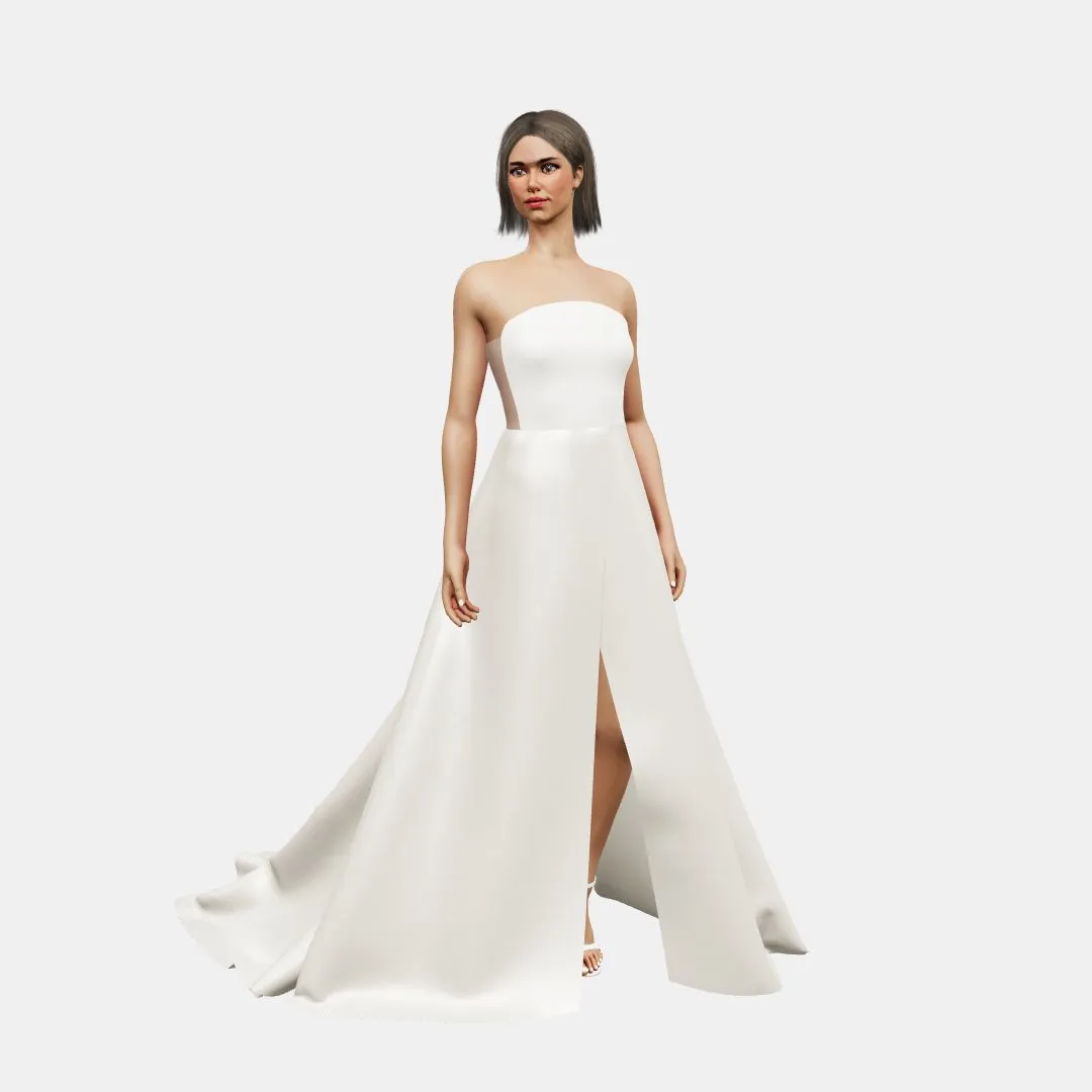 Rounded bustier   A-line wrapped