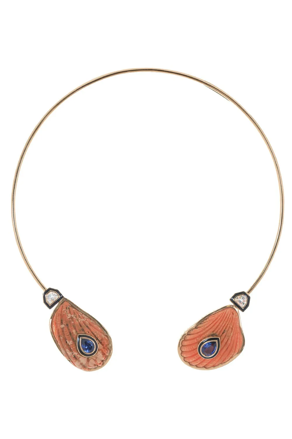 Sapphire Coral Lima Shell Necklace