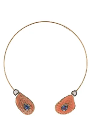 Sapphire Coral Lima Shell Necklace