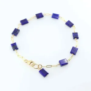 Small Rectangle Cut Lapis Lazuli Bracelet