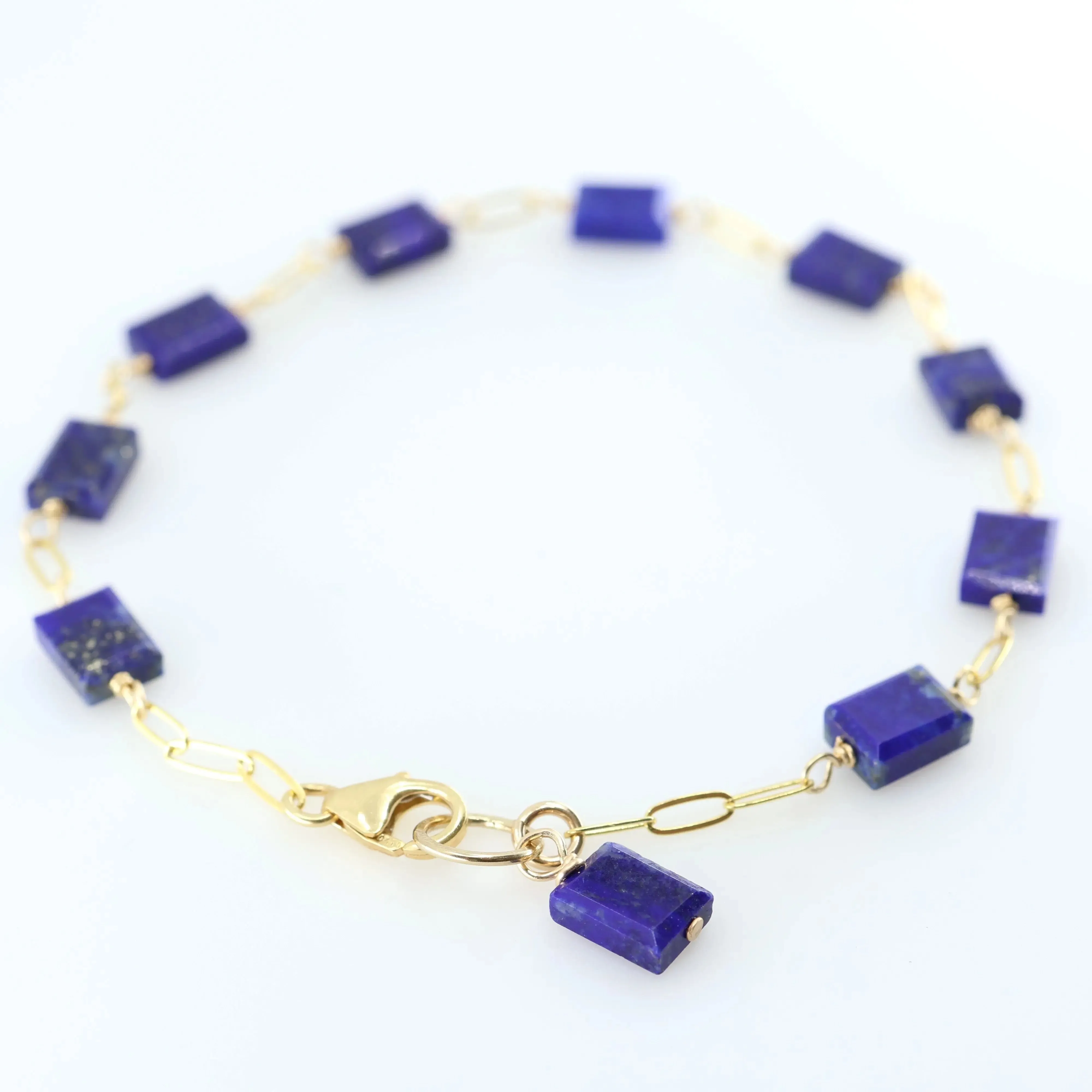 Small Rectangle Cut Lapis Lazuli Bracelet