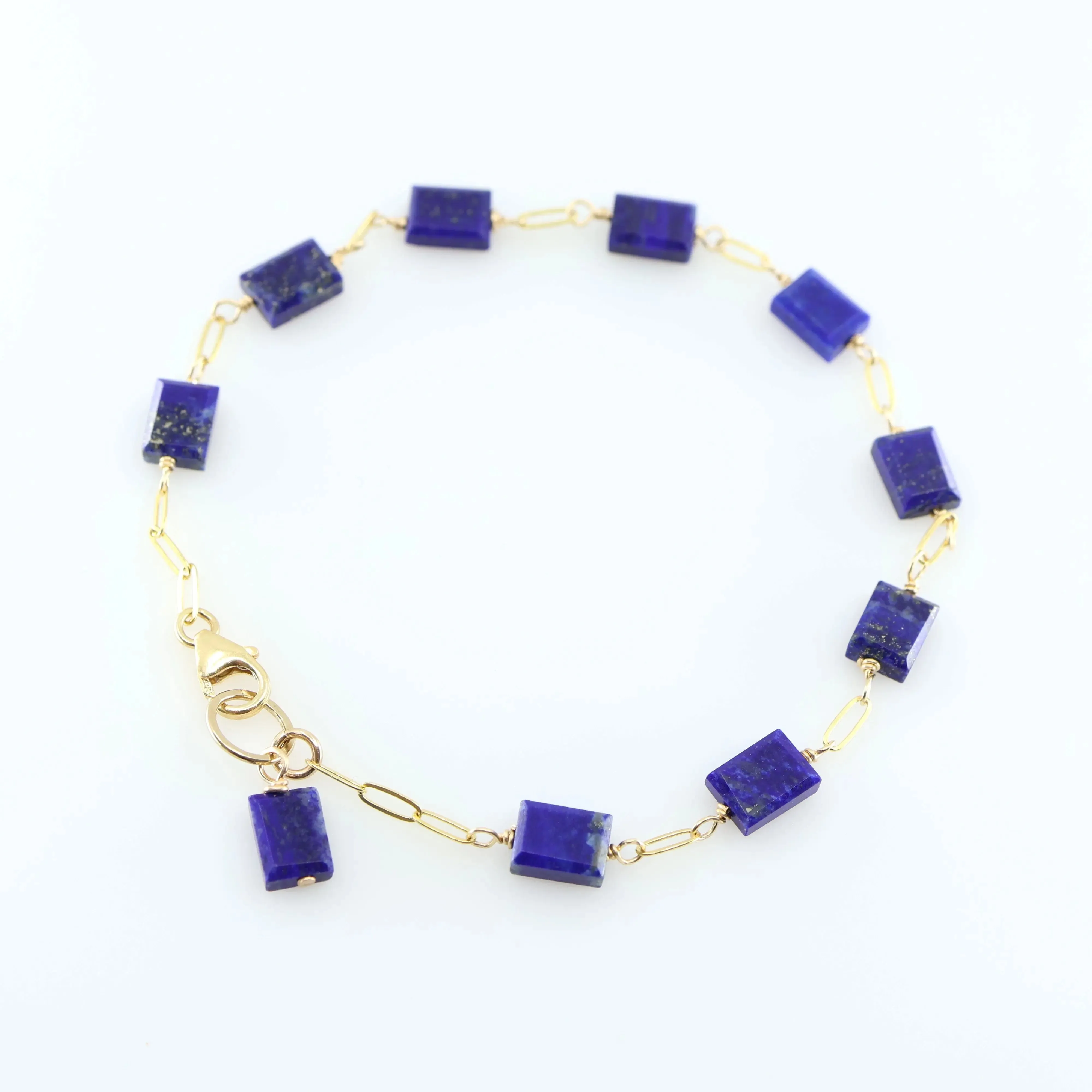 Small Rectangle Cut Lapis Lazuli Bracelet