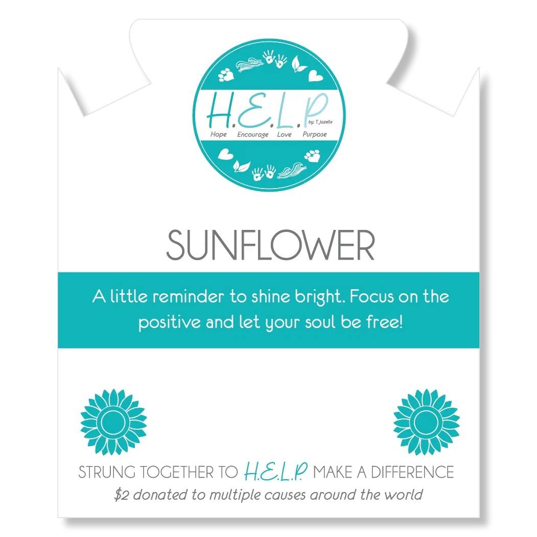 Sunflower Charm with Blue Zebra Jade Charity Bracelet