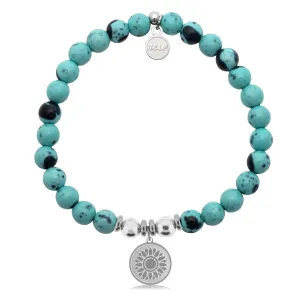 Sunflower Charm with Blue Zebra Jade Charity Bracelet