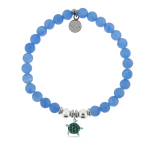 Turtle Enamel Charm with Azure Blue Jade Charity Bracelet