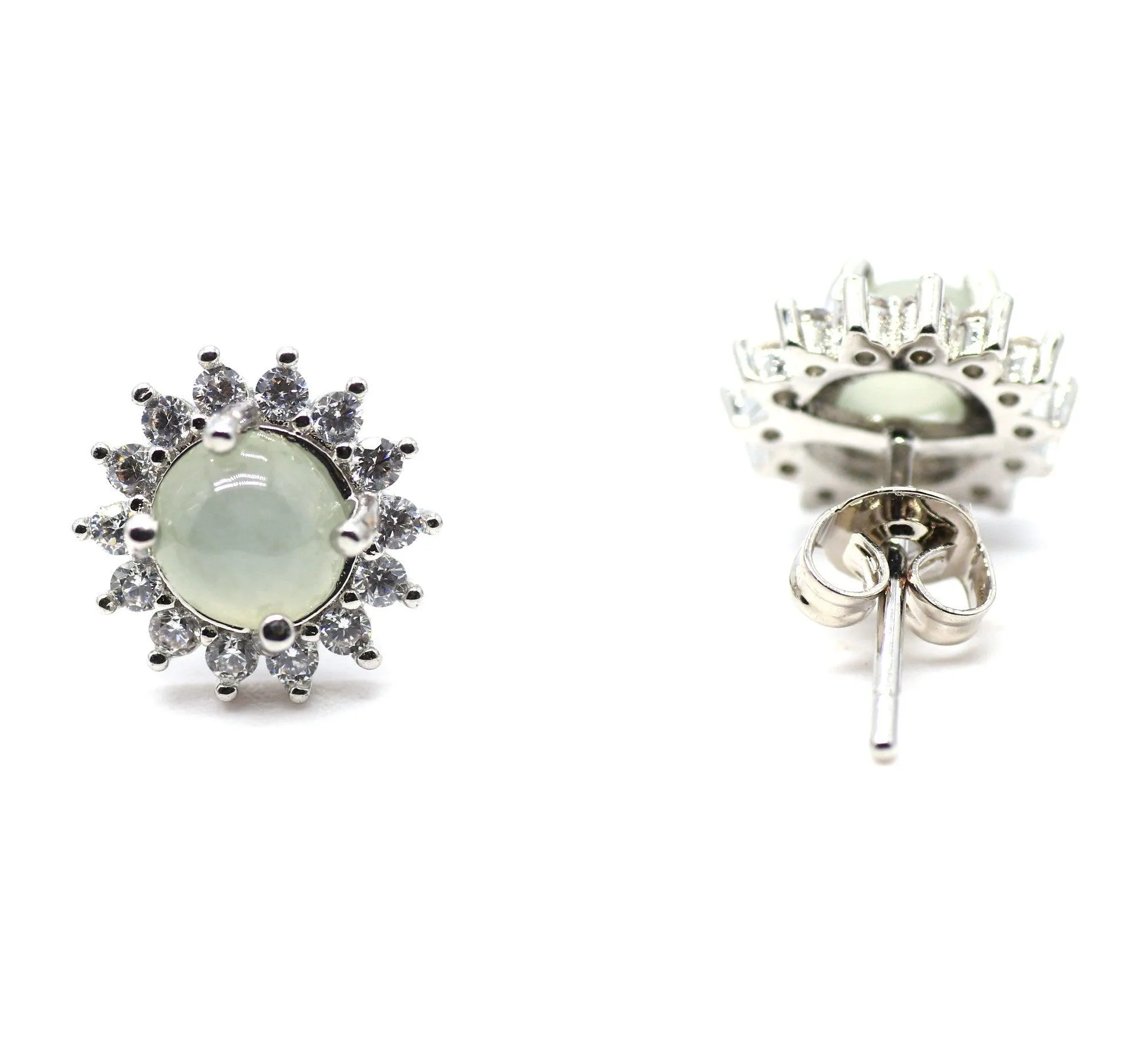 Type A Jadeite Jade Earrings s925 Silver Inlay XG-WPQ5-GXGV
