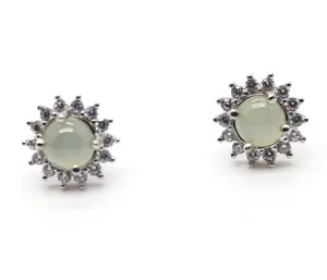 Type A Jadeite Jade Earrings s925 Silver Inlay XG-WPQ5-GXGV