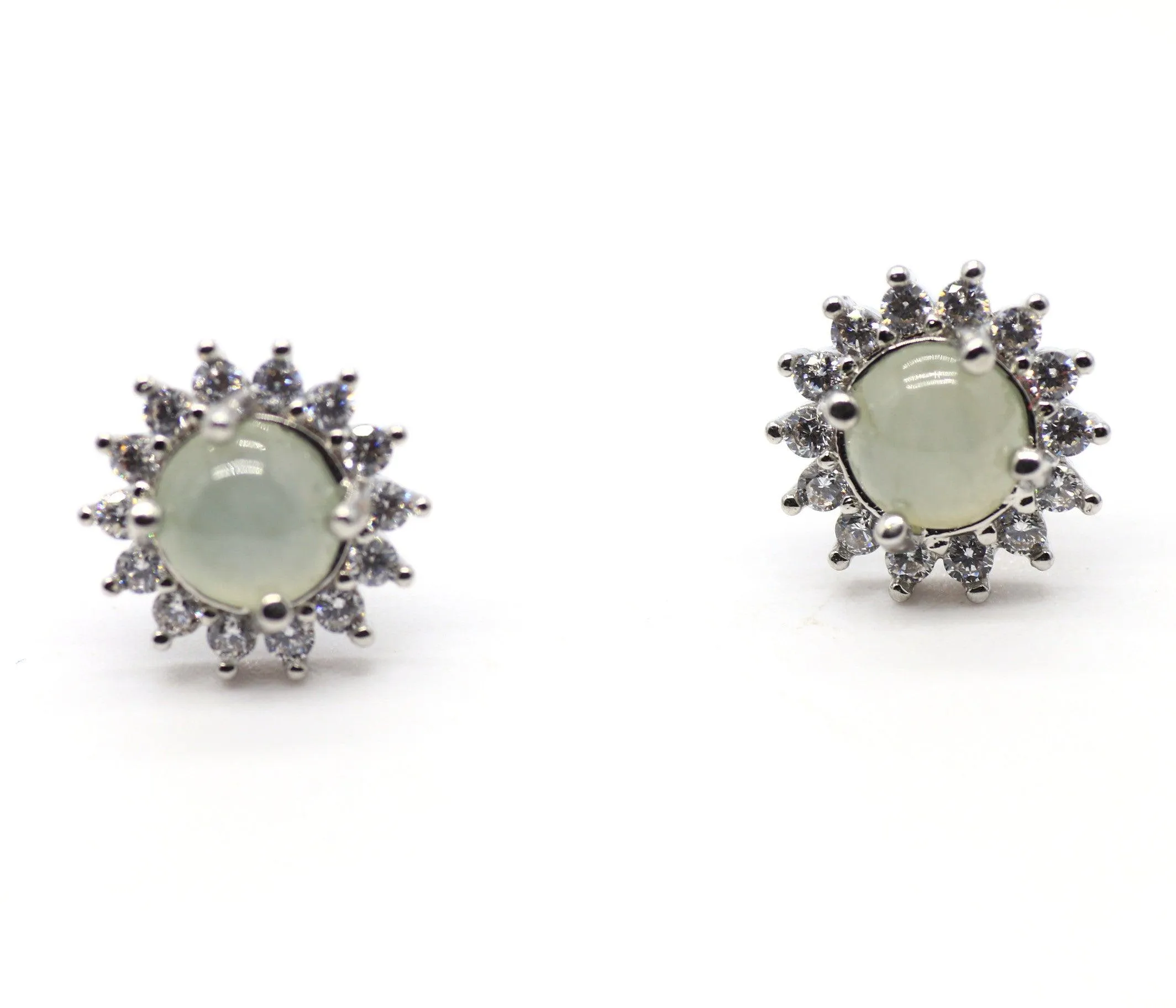 Type A Jadeite Jade Earrings s925 Silver Inlay XG-WPQ5-GXGV