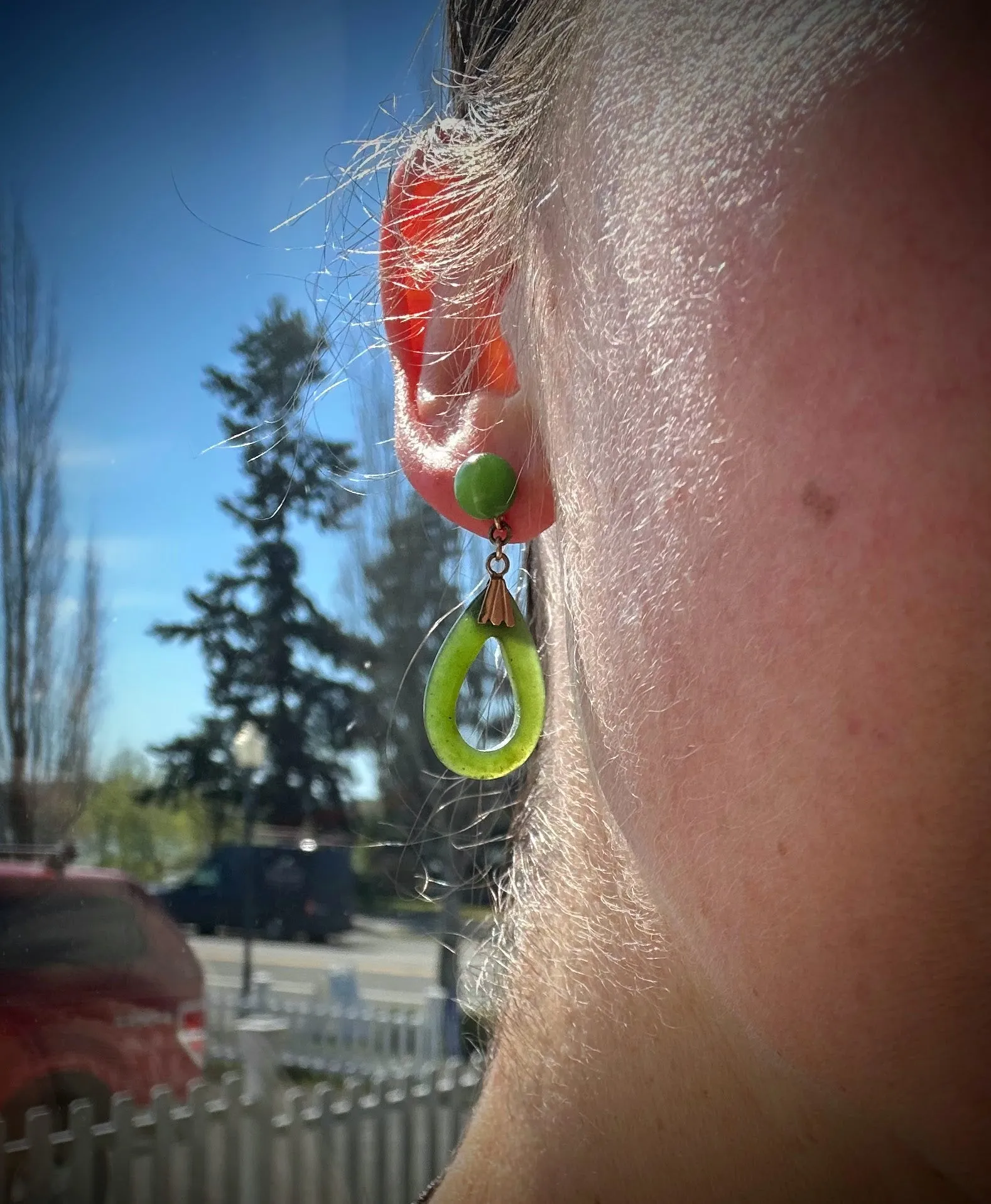 Vintage Jade Drop Earrings #301