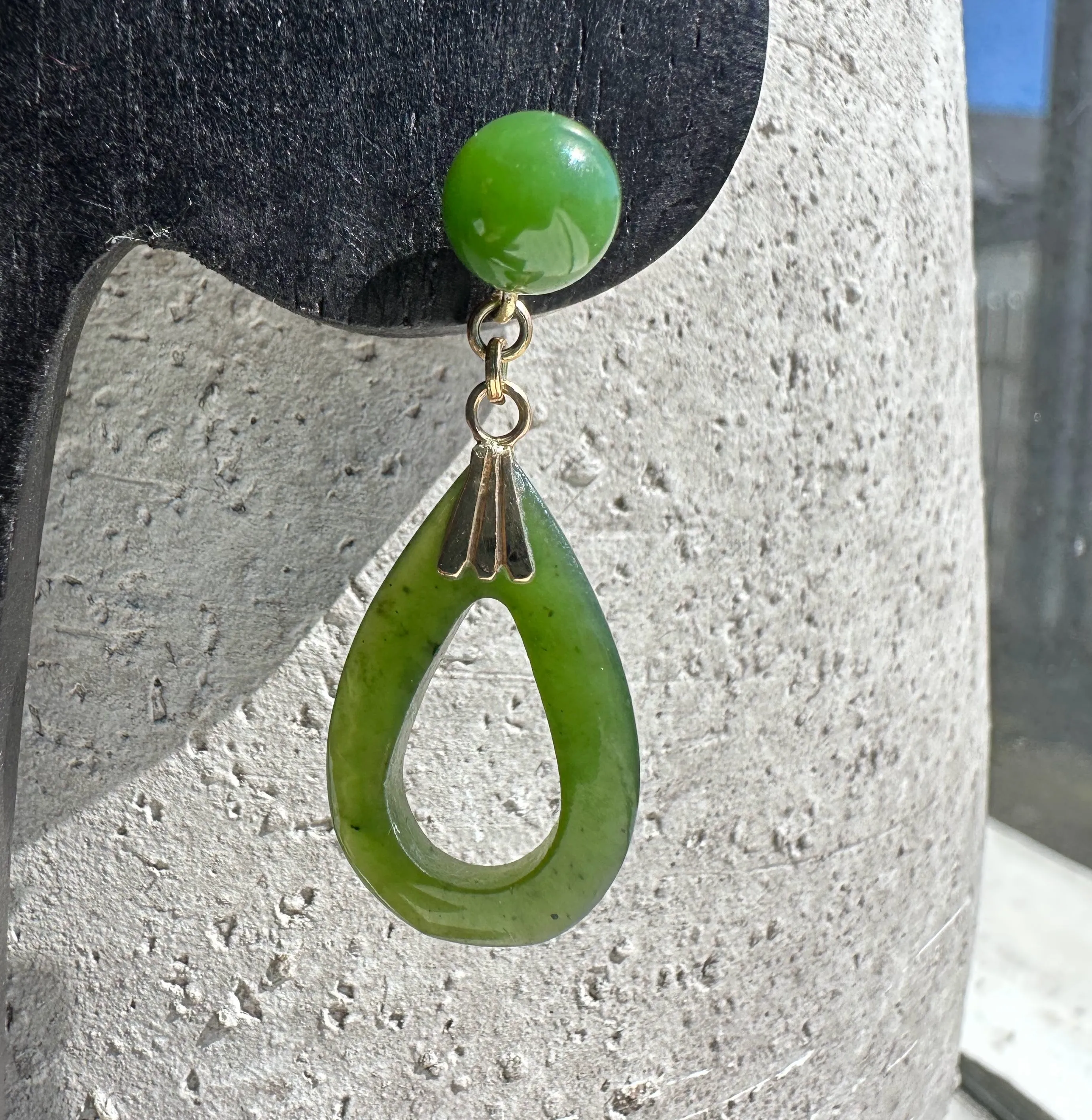 Vintage Jade Drop Earrings #301