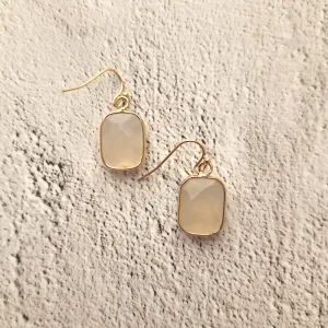 White Jade Single Drop Earrings